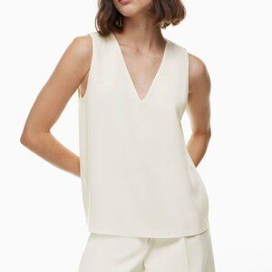 White Aritzia Babaton Sleeveless V Neck Blouse Size Small